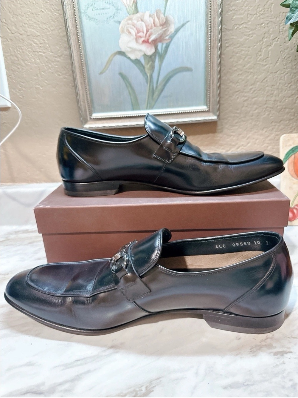 Salvatore Ferragamo Black Leather Bit-Detail Slip-On Loafers - Picture 4 of 10